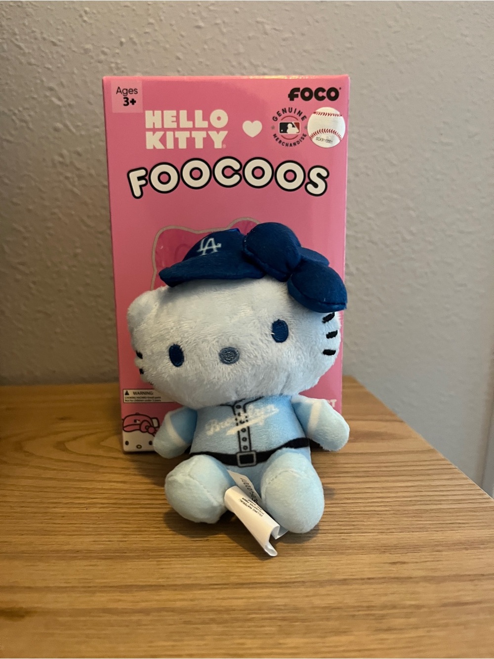 Hello Kitty Foocoos Plush Keychain - Blue Dodgers Outfit